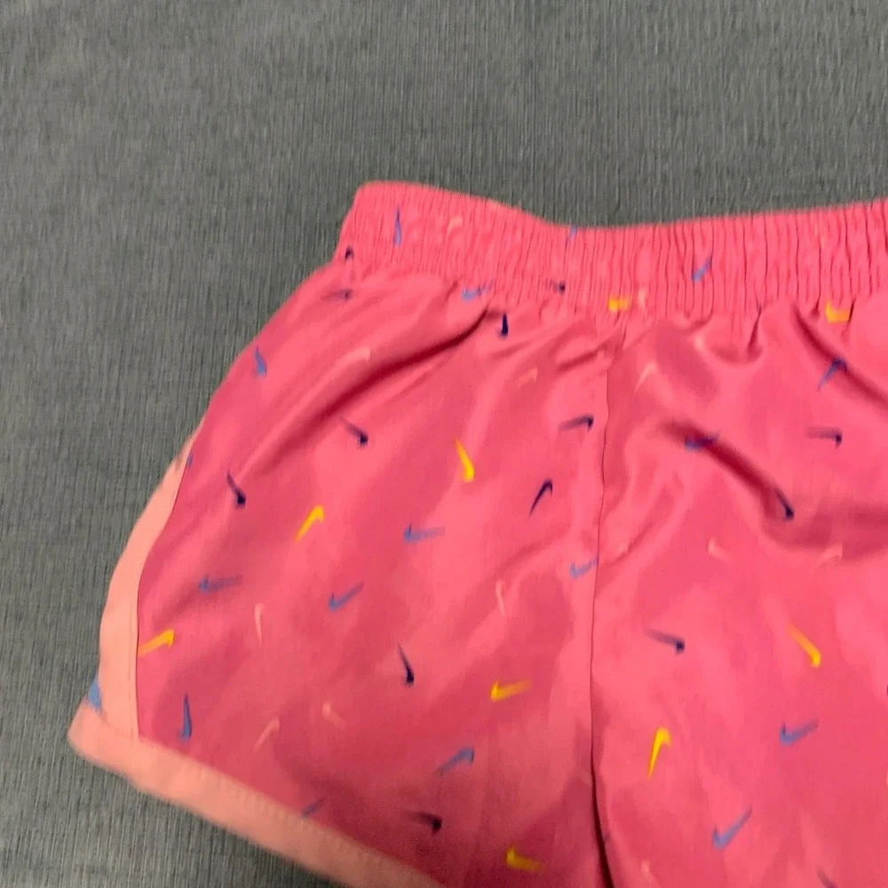 Nike Dri-Fit Tempo Shorts Girls 2T 1-2Yrs Pink Blue All-Over Micro-Swoosh Logo